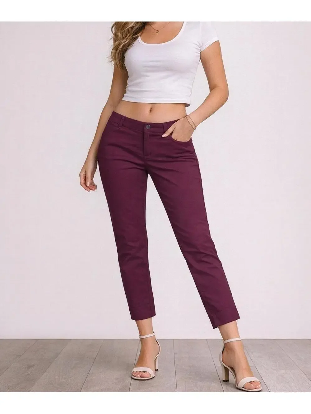 Gap Y2K Low Rise Plum Purple Slim Crop Chino Pants Women’s 0R Office Siren 2000s